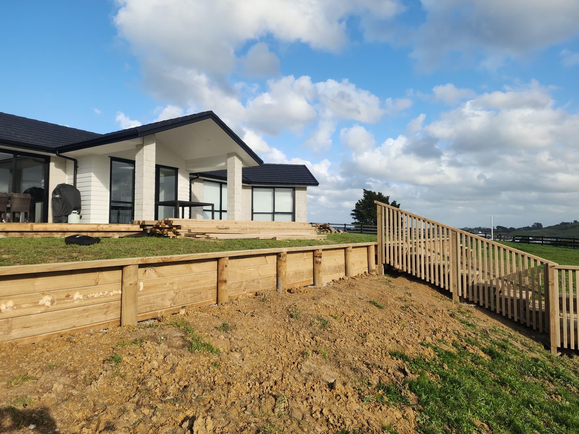 Bombay Hills rural landscape, retaining, pool and outdoor living: retaining photo 15