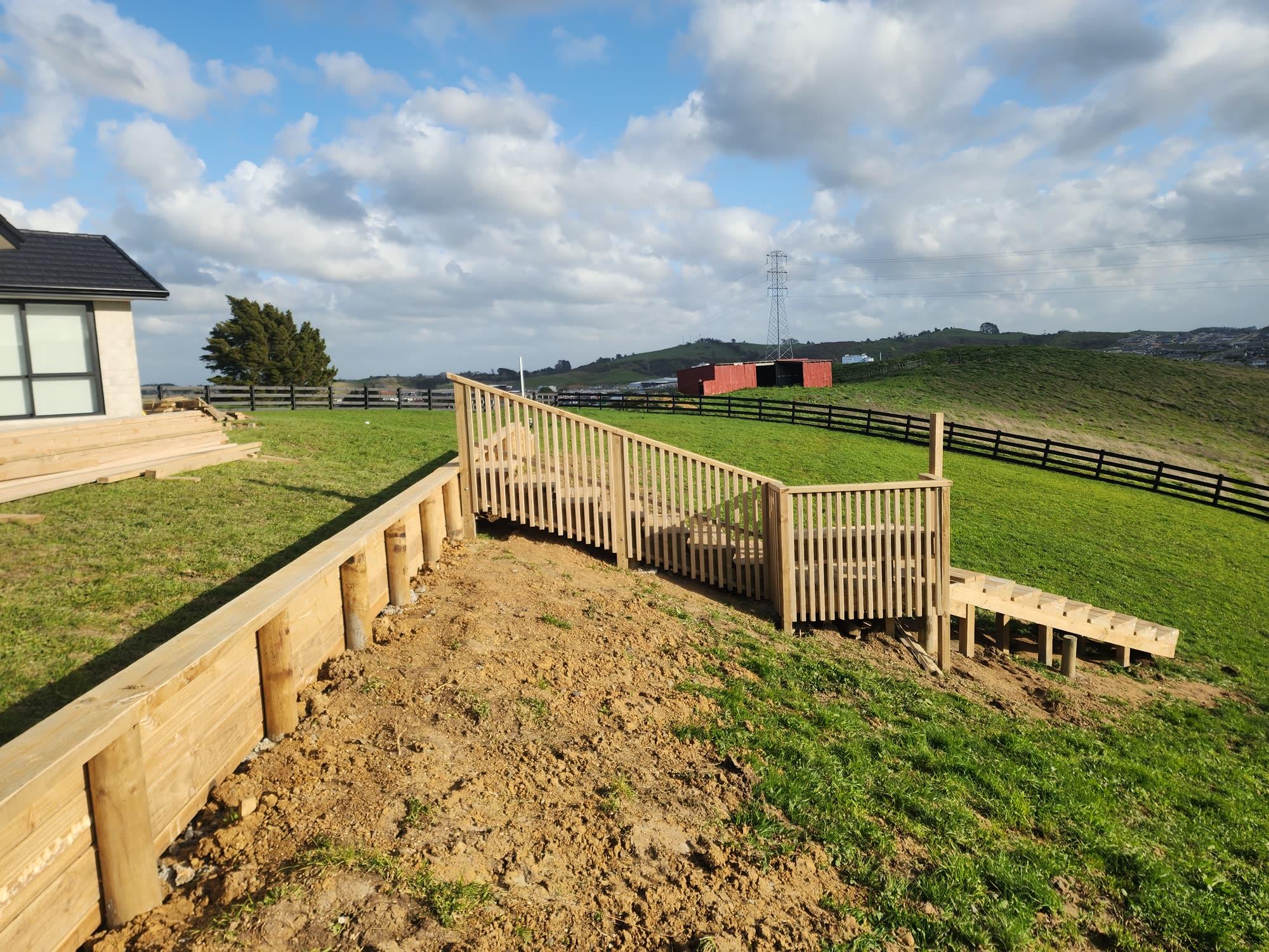 Bombay Hills rural landscape, retaining, pool and outdoor living: retaining photo 16