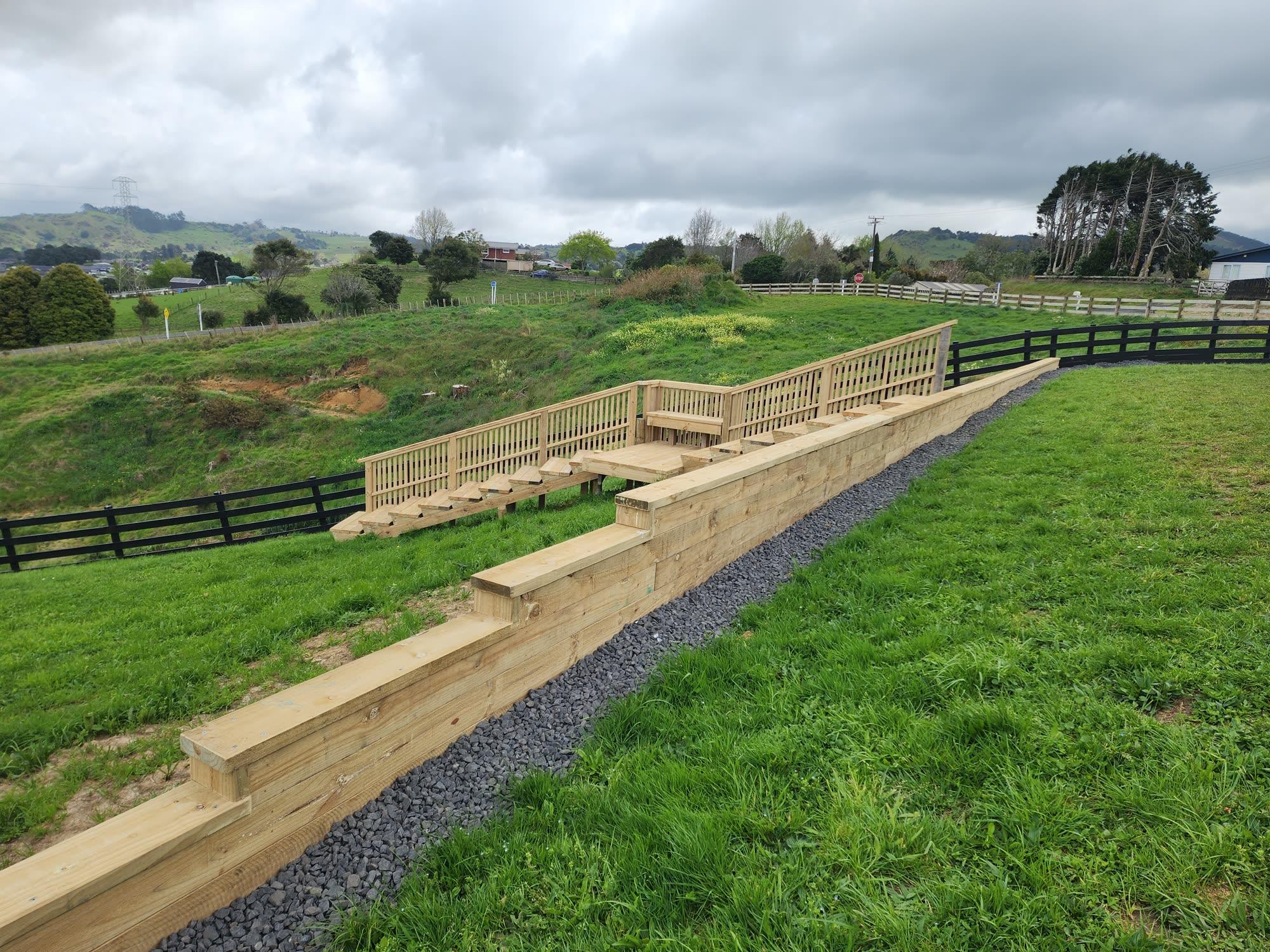 Bombay Hills rural landscape, retaining, pool and outdoor living: retaining photo 22