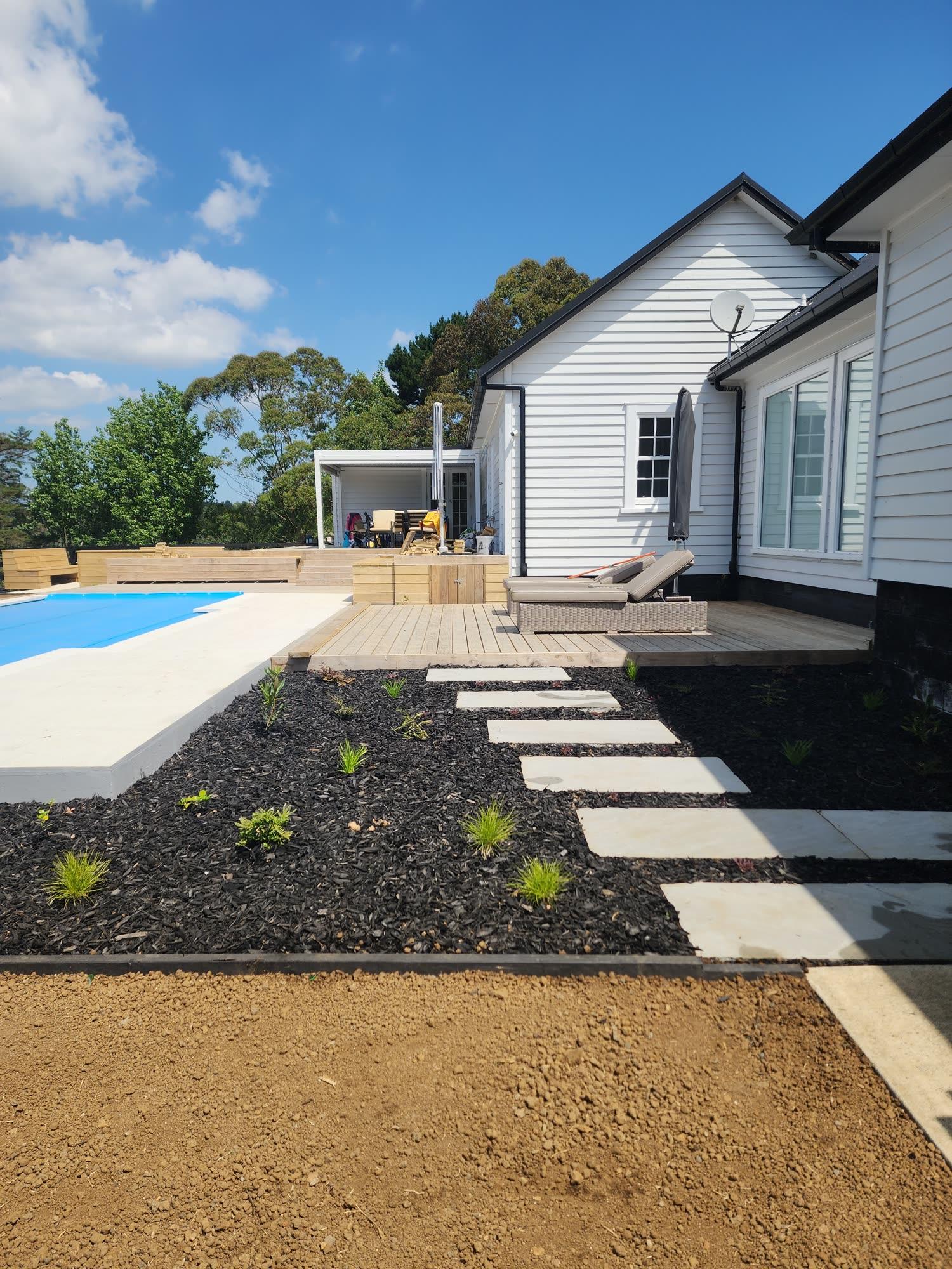 Bombay Hills rural landscape, retaining, pool and outdoor living: retaining photo 57