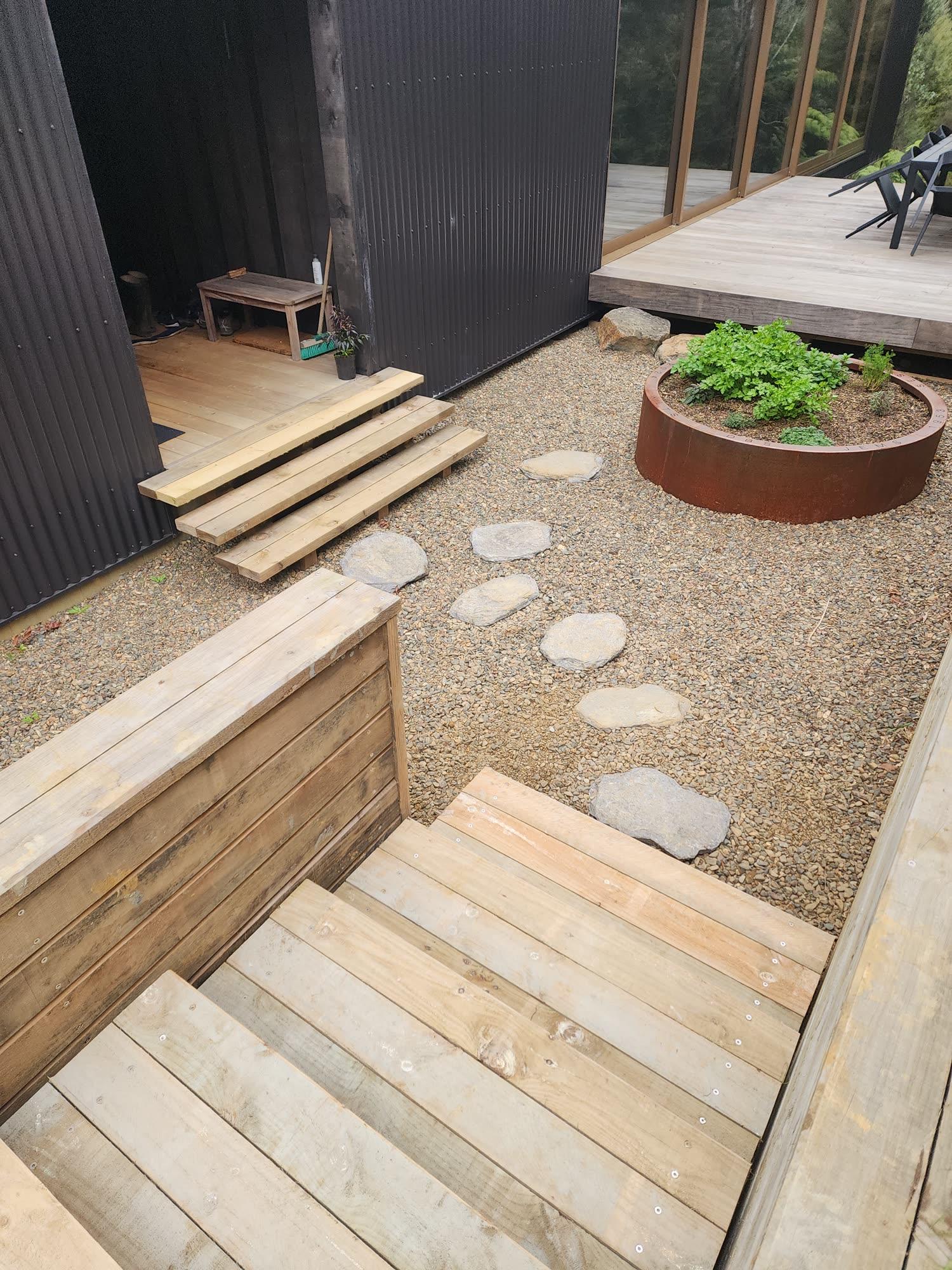 Timber Retaining And Steps
